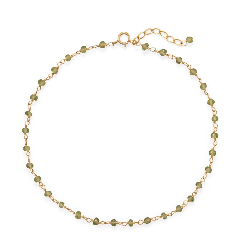 ✨ Fresh Look! Peridot 14 Karat Gold Plated Anklet